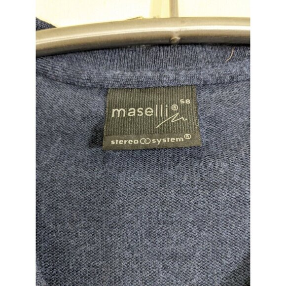 Vintage Merino Wool Mens Sweater XL Euro 58 V Neck Pullover Blue Striped Austria - Picture 3 of 5